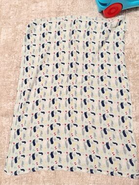 Baby Muslin Swaddle Blanket with Whale Print - Navy & Red
